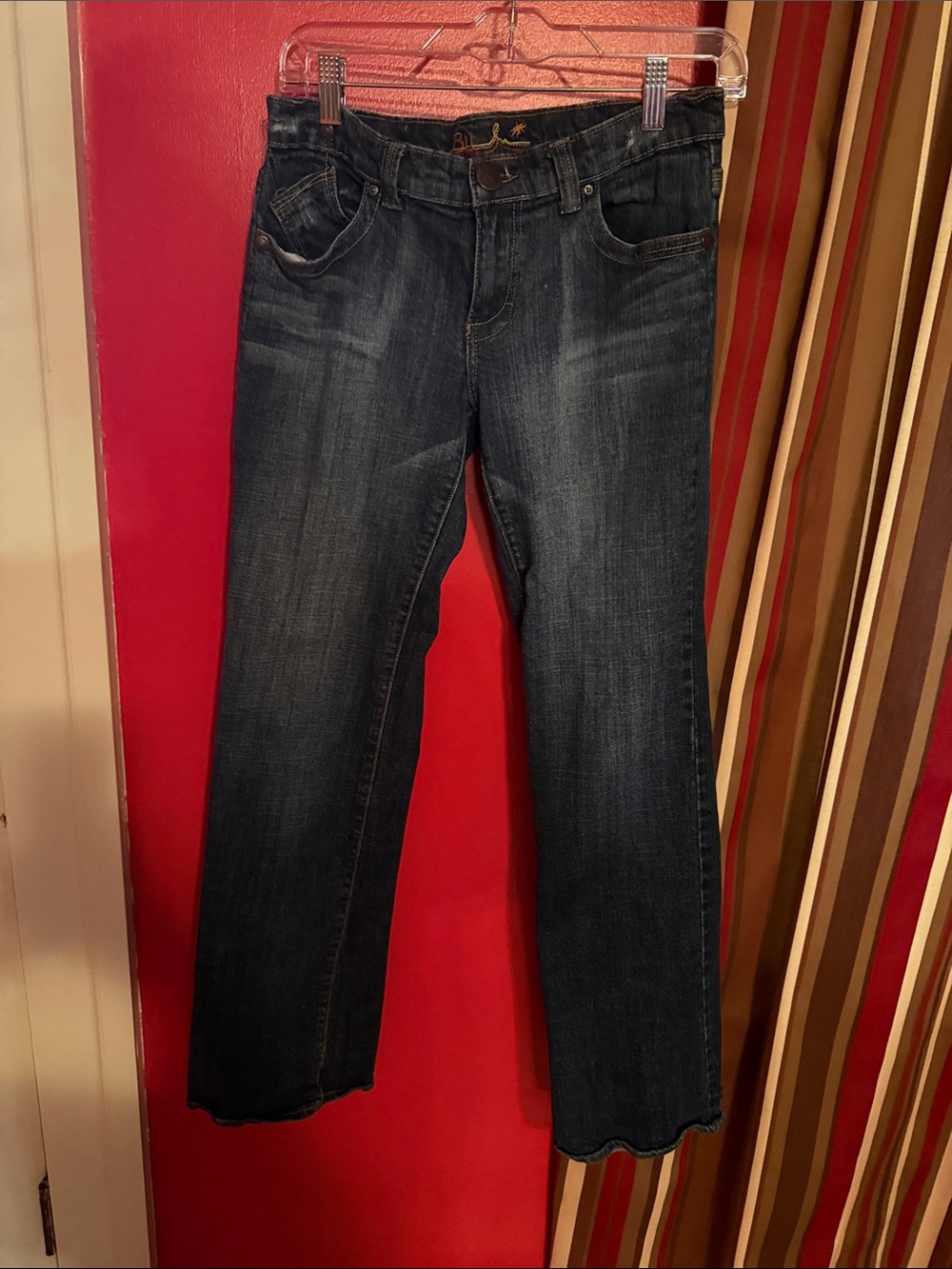 Women's Straight Leg Dark Blue Jeans - Classic Denim